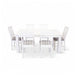 Modern Coastal Acacia Dining Table and 6 Chairs Set in Brushed White Finish