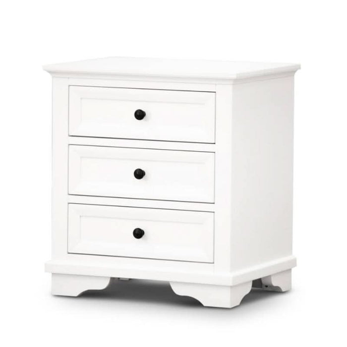 Sophisticated White Vienna Bedside Storage - 3 Drawer MKII Edition