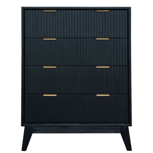 Elegant Ella 4-Drawer Tallboy in Luxurious Brushed Black