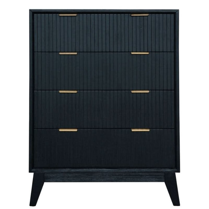 Elegant Ella 4-Drawer Tallboy in Luxurious Brushed Black