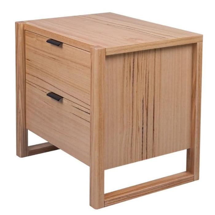 Stylish Perisher Bedside Table with 2 Drawers and Natural Wood Tone