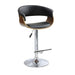 Elegant Chrome Bar Chair in Black PU with Walnut Accents for Modern Kitchens