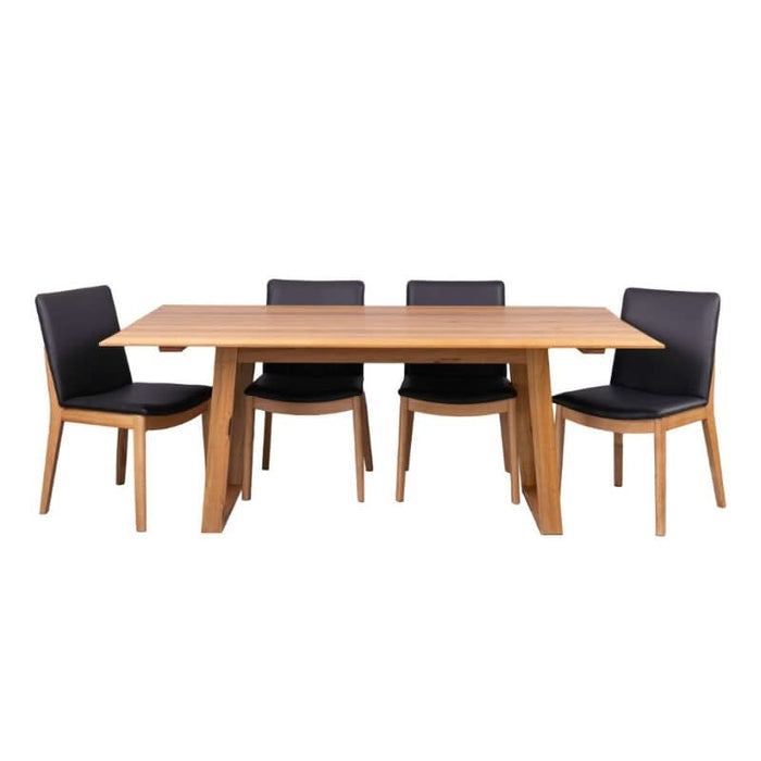 Galway Enchantment 6-Seater Dining Set with Solid Marri Wood and Black Boca Chairs