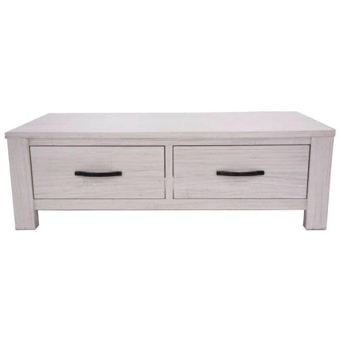 White Washed Florida Coffee Table with Ample Storage Solutions