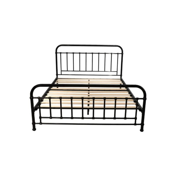 Classic Yet Contemporary Black Akira Queen Metal Bed with Plywood Slats