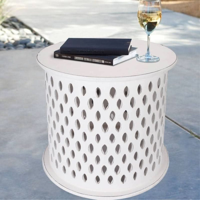 Artisan Crafted White Mosaic Round Side Table - Perfect for Modern Homes