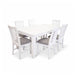 Luxurious 7-Piece White Acacia Dining Set for Timeless Coastal Interiors