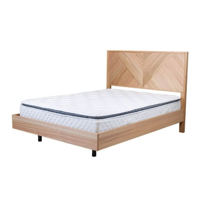 Unique Parquet Top Messmate Timber Queen Bed in Alpine Majesty Style"