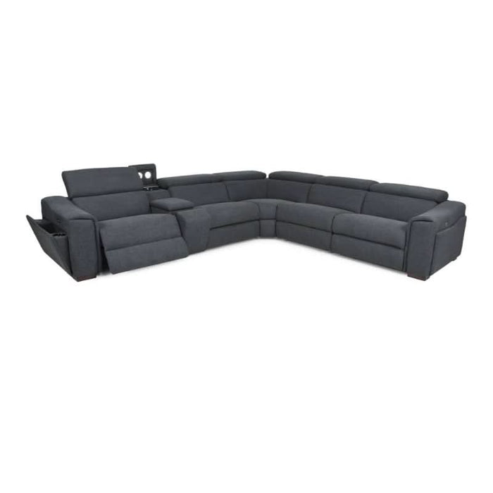 Elevate Your Home with the Blake Fabric Corner Lounger in Deep Gray, Equipped with USB and Lights