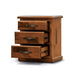 Handcrafted Jamaica Brownwood Pine Bedside Table with Spacious Trio Drawers