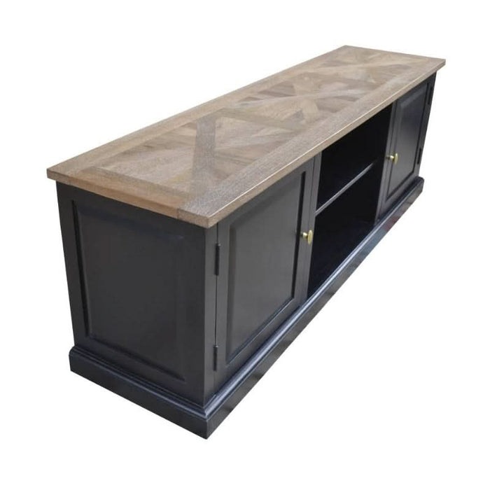 Chic Velino Handcrafted TV Stand with Gold Metal Accents