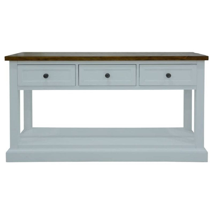 Sophisticated Oak and White Montreal Hampton 3-Drawer Console Table for Elegant Interiors