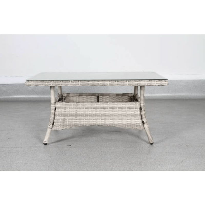 Luxury Light Grey Outdoor Seating with Easy-Clean Glass Coffee Table