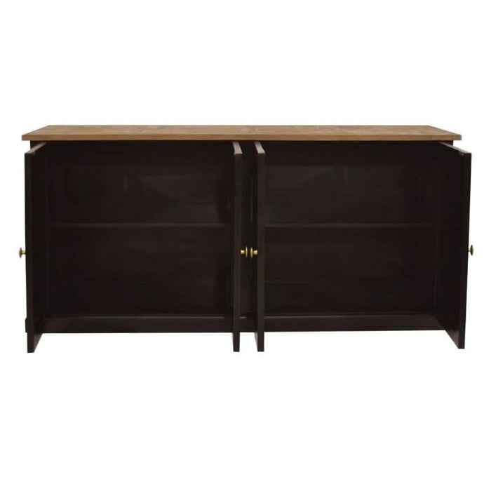 Sophisticated Mango Wood Velino Buffet with 4 Doors - Oak & Black Finish