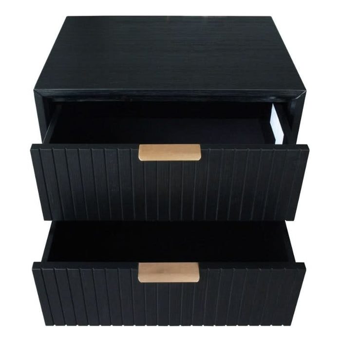 Modern Elegance with Ella 2-Drawer Bedside in Brushed Black Finish