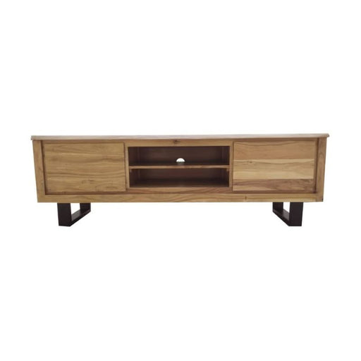 Elba Essence Console with natural Acacia wood and industrial black steel legs