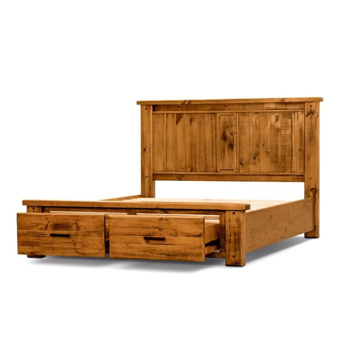 Luxury King Bed with Underbed Storage - Outback Oak Elegance