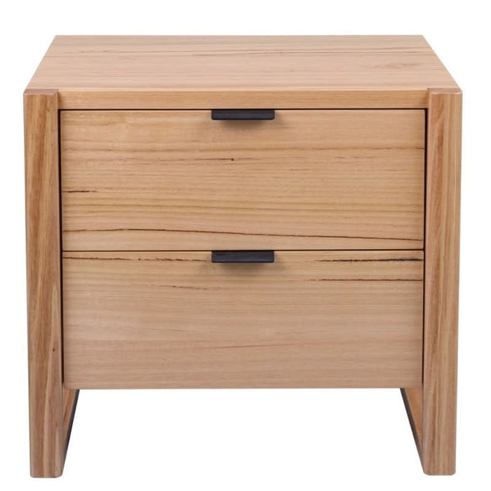 Eco-Friendly Natural Messmate Timber 2-Drawer Bedside Table