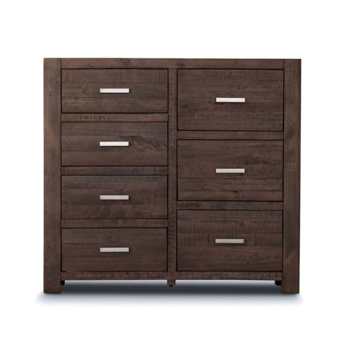 Eco-friendly Sedona tallboy in grey stone finish with seven spacious drawers for stylish storage solutions