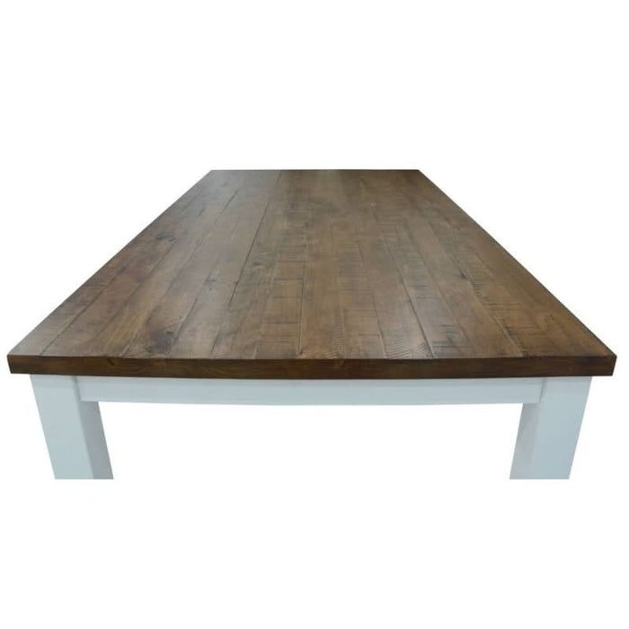 "Sophisticated Montreal Hampton Dining Table – White Painted Base with Authentic Oak Top