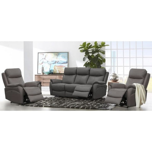 Sophisticated Camden Luxe Leather Electric Recliner Set in Gunmetal Color