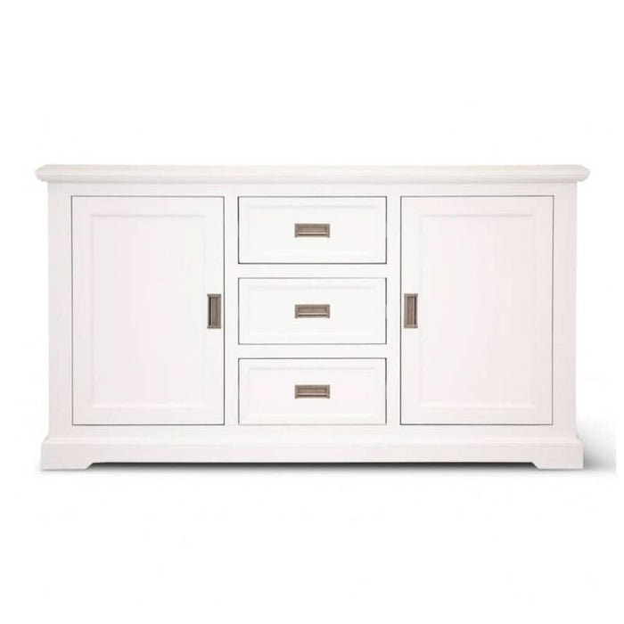 Elegant Brushed White Coastal Buffet with Spacious Storage Solutions