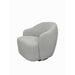 Stylish Contemporary Curved Swivel Chair in Soft Light Grey Upholstery