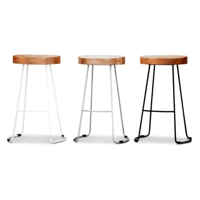 Elegant White and Wood Tractor Bar Stool for Contemporary Rustic Decor in Trio Colours