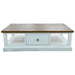 Elegant Montreal Chic Hampton Coffee Table with 2 Drawers in Oak and White Finish