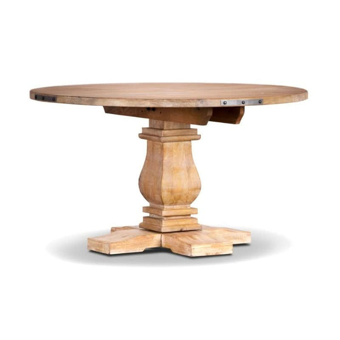 French Provincial Style Meets Industrial Flair with the Utah Honey Wash Round Table