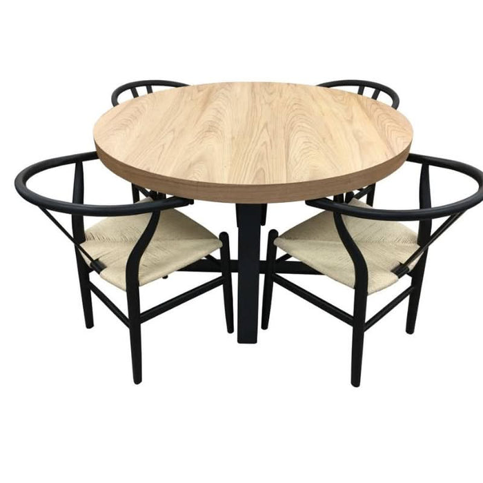 Contemporary Round Boston Nexus Table with Powder-Coated Matte Black Base