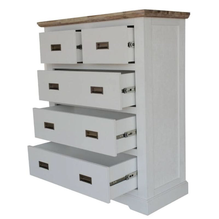 Colorful 5-Drawer Acacia Tallboy – Folkestone Spectra Vision Series for Stylish Bedroom Storage