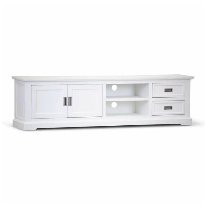 Robust and Chic White Acacia TV Console for a Serene Living Space