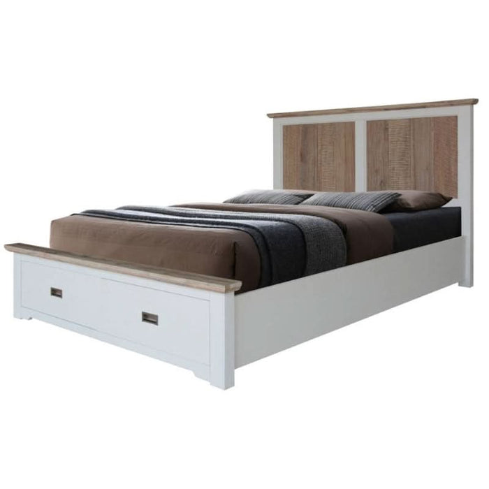 Crafted Folkestone King Bed with Storage – A Multicolored Acacia Wood Masterpiece for Bedrooms