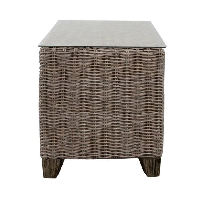 Brown Wicker Coastal Haven Dockside Table for Outdoor Spaces