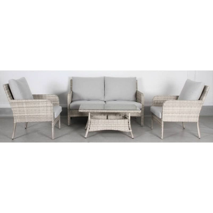 Sophisticated Priestly Elegance 4pc Outdoor Sofa Set in Neutral Light Grey