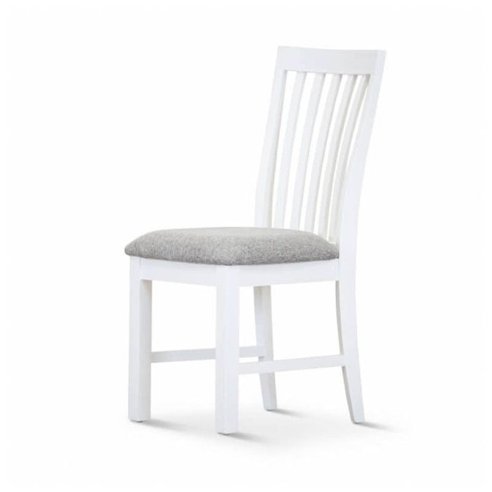 Premium Brushed White Acacia and MDF Coastal Dining Chair with Polyester Seat