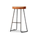 Rustic Timber Seated Tractor Stool with Sleek Black Metal Framing