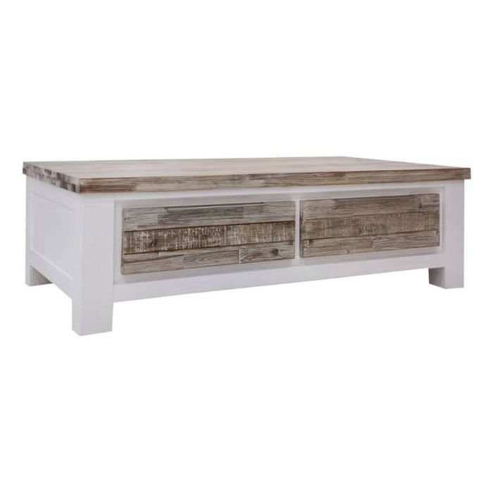 Multi-Colored Acacia Wood Coffee Table with Storage Drawers by Homestead