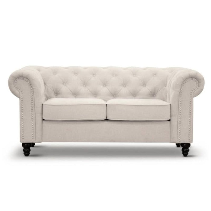 Elegant Chesterfield 2-Seater Sofa in Beige