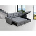 Chic Grey Aurore 2-Seater Sofabed with Space-Saving Storage Chaise