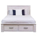 Elegant Brushed White Double Bed with Storage - Florida Style