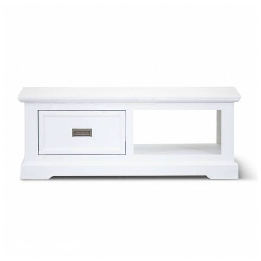 Elegant White Acacia Coastal Coffee Table for Timeless Living Room Charm