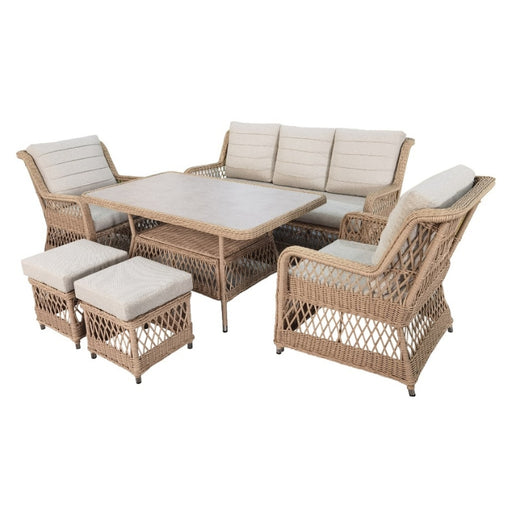 Luxury Outdoor Living with the Corfu Haven 6-Piece Wicker Sofa Set in Natural/Stone