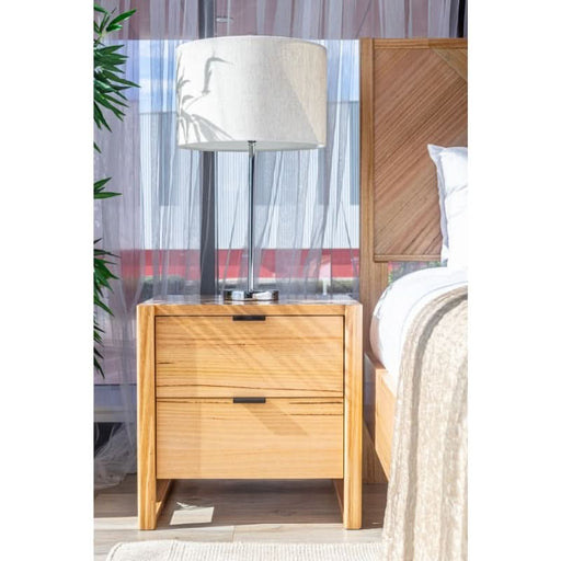 Perisher 2-Drawer Messmate Timber Bedside Table in Natural Finish