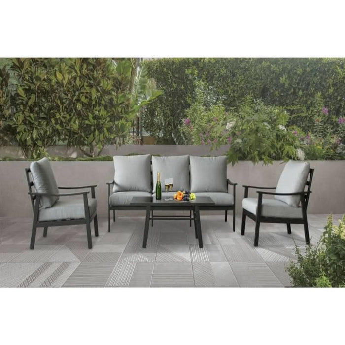 Marni Haven 4-Piece Outdoor Sofa Set: Charcoal Elegance Meets Comfort