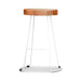 Country Style Wood Seat Stool with White Metal Tractor Base