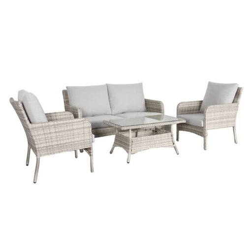 Complete 4-Piece Outdoor Lounge Set in Contemporary Light Grey Design