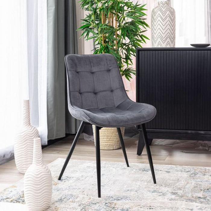 Modern Grey Upholstered Giselle Enchantment Dining Chair with Metal Legs