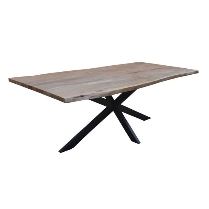 Industrial Chic Elba Dining Table with Natural Wood Finish and Black Steel Legs